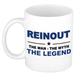 Reinout The man, The myth the legend pensioen cadeau mok/beker 300 ml