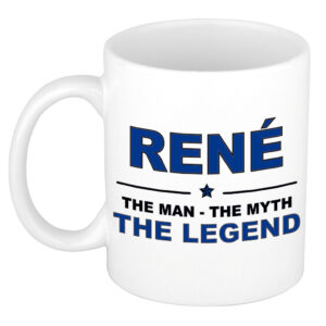 Rene The man, The myth the legend pensioen cadeau mok/beker 300 ml