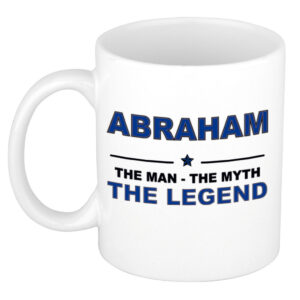 Abraham The man, The myth the legend pensioen cadeau mok/beker 300 ml