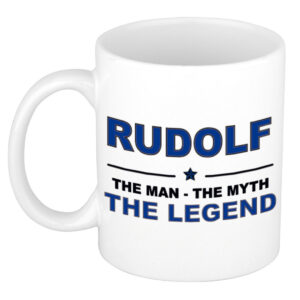 Rudolf The man, The myth the legend pensioen cadeau mok/beker 300 ml