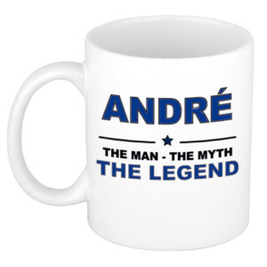 Andre The man, The myth the legend pensioen cadeau mok/beker 300 ml