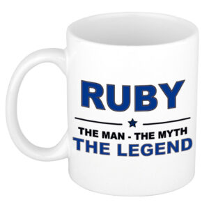 Ruby The man, The myth the legend pensioen cadeau mok/beker 300 ml