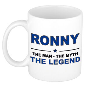 Ronny The man, The myth the legend pensioen cadeau mok/beker 300 ml