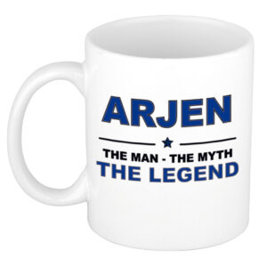 Arjen The man, The myth the legend pensioen cadeau mok/beker 300 ml