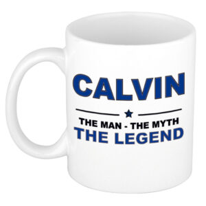 Calvin The man, The myth the legend pensioen cadeau mok/beker 300 ml