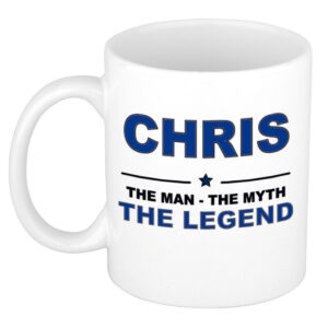Chris The man, The myth the legend pensioen cadeau mok/beker 300 ml
