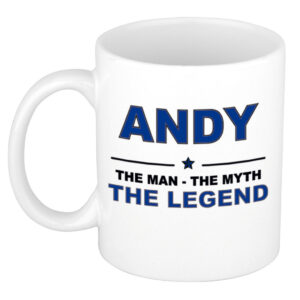 Andy The man, The myth the legend pensioen cadeau mok/beker 300 ml