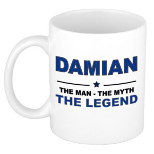 Damian The man, The myth the legend pensioen cadeau mok/beker 300 ml