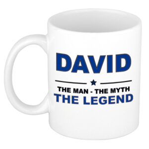David The man, The myth the legend pensioen cadeau mok/beker 300 ml