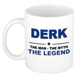 Derk The man, The myth the legend pensioen cadeau mok/beker 300 ml