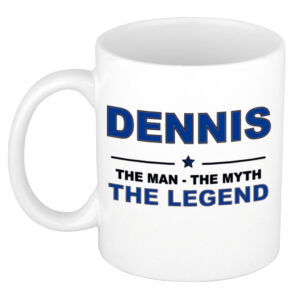 Dennis The man, The myth the legend pensioen cadeau mok/beker 300 ml
