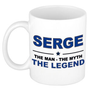 Serge The man, The myth the legend pensioen cadeau mok/beker 300 ml