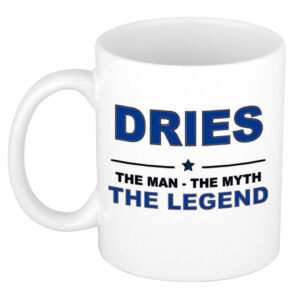 Dries The man, The myth the legend pensioen cadeau mok/beker 300 ml