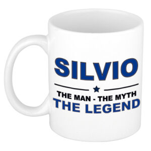 Silvio The man, The myth the legend pensioen cadeau mok/beker 300 ml
