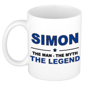Simon The man, The myth the legend pensioen cadeau mok/beker 300 ml