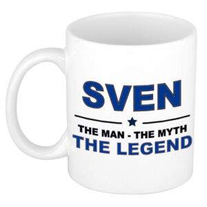 Sven The man, The myth the legend pensioen cadeau mok/beker 300 ml